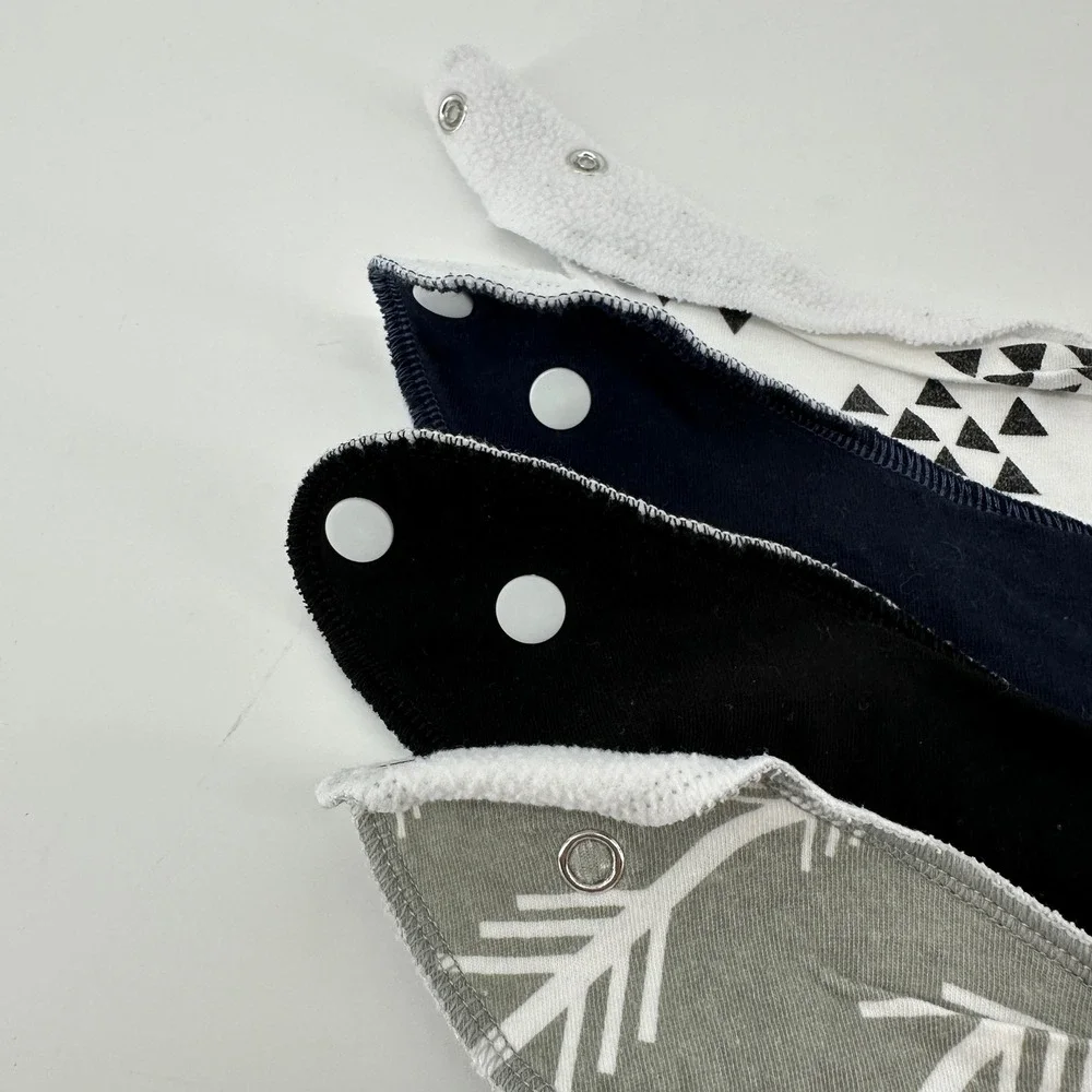 Baby Bandana Bib Lot of 4 Organic Cotton Snap Closure Neutral Boy Joofoss Nobran